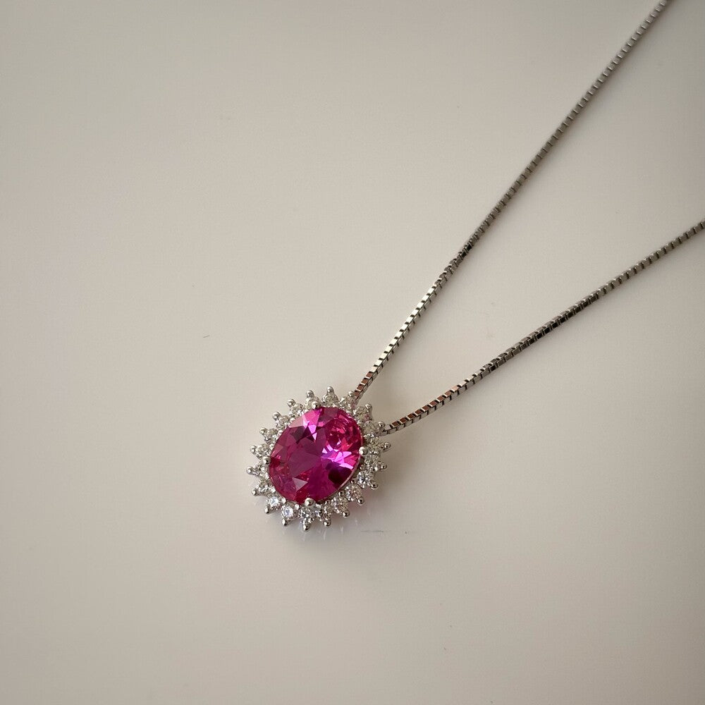 Colar mini Intense oval zircônia turmalina pink prata 925 - foto 4