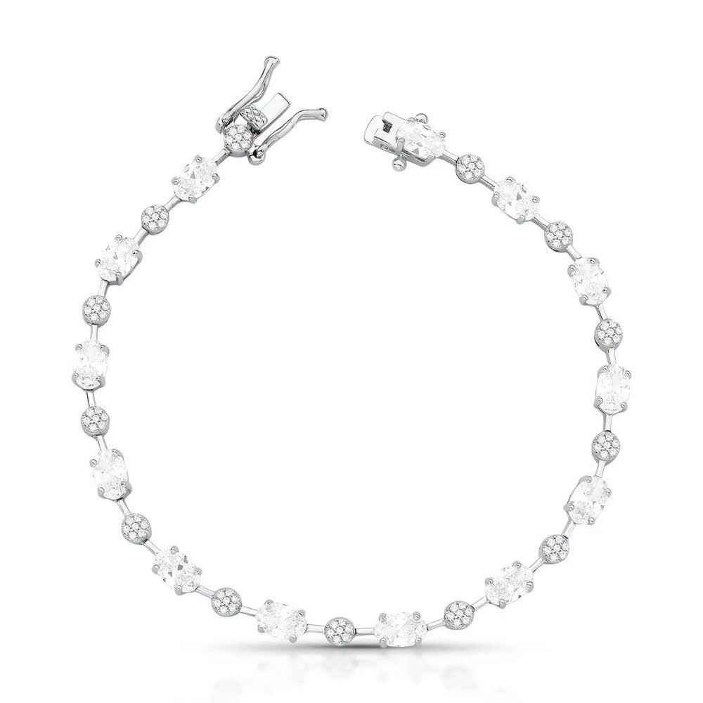 Pulseira riviera Anna zircônias brancas ródio branco