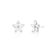 Brinco Lótus zircônias brancas ródio branco