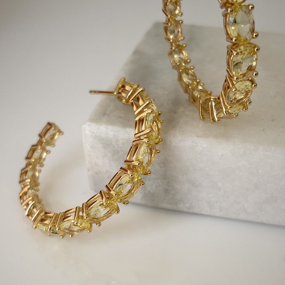 Brinco argola Paris zircônias fancy yellow ouro - foto 3