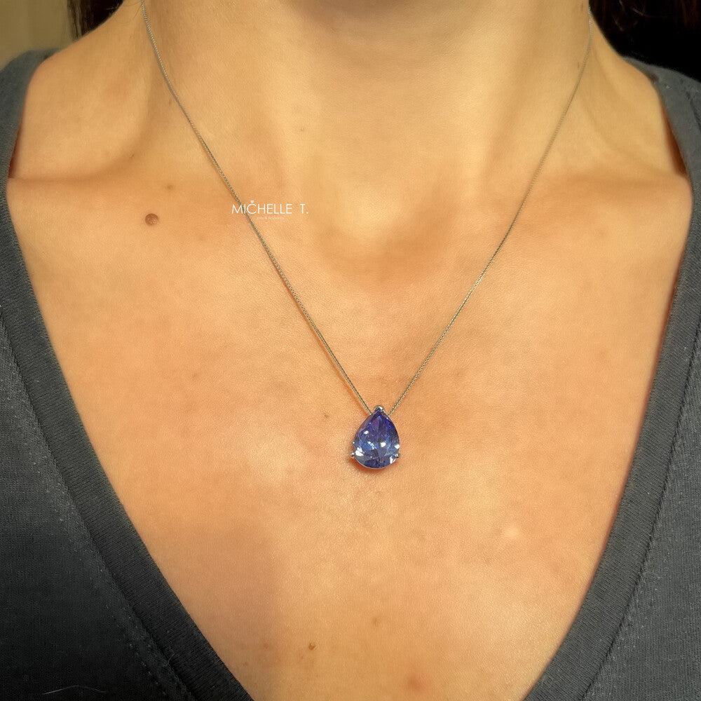 Colar Luma gota zircônia tanzanita prata 925 - foto 5