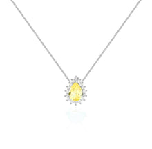 Colar Fran gota zircônia fancy yellow ródio branco