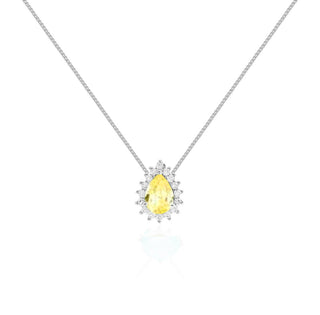 Colar Fran gota zircônia fancy yellow ródio branco