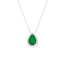 Colar Paty gota esmeralda fusion ródio branco