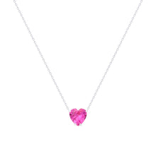 Colar Nice coração zircônia turmalina pink prata 925
