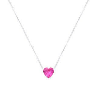 Colar Nice coração zircônia turmalina pink prata 925