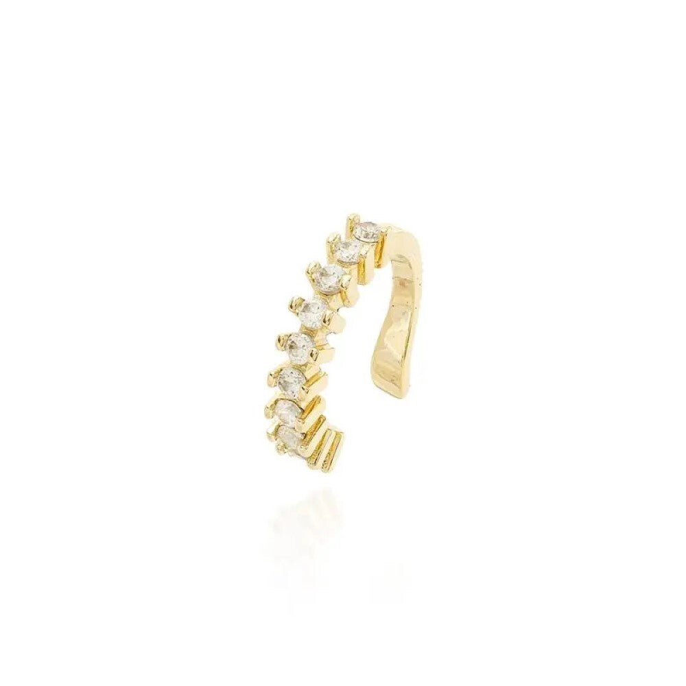 Piercing fake Mica zircônias brancas ouro