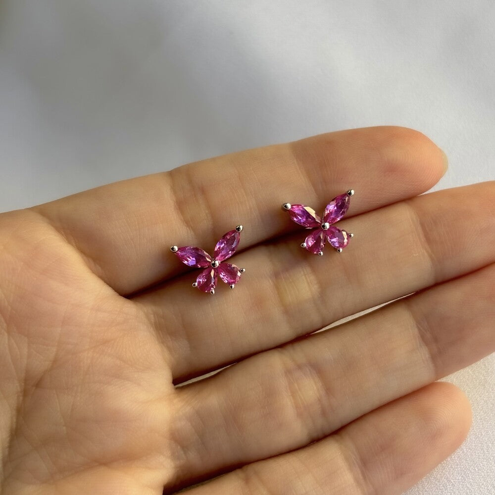 Brinco Fly zircônias turmalina pink prata 925 - foto 4