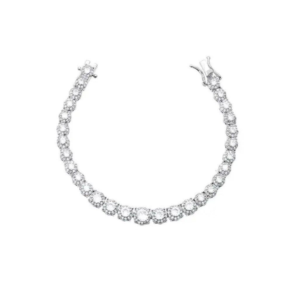 Pulseira riviera Maíra zircônias brancas ródio branco