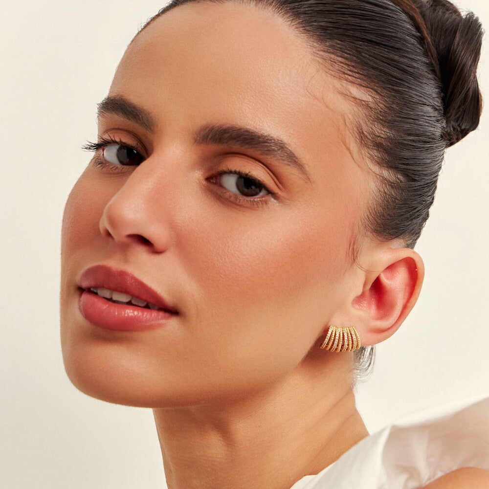 Brinco Milena cravejado zircônias ouro - foto 2
