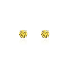 Brinco redondo zircônia fancy yellow ródio branco (6mm)