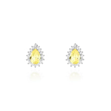 Brinco Fran gota zircônia fancy yellow ródio branco