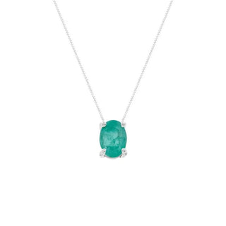 Colar Margot oval esmeralda fusion prata 925