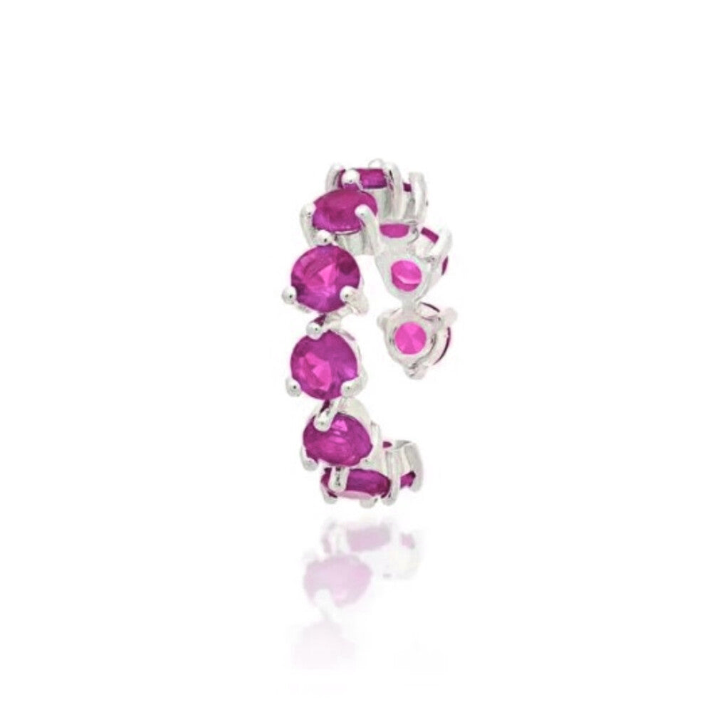 Piercing fake Sofia zircônia turmalina pink prata 925