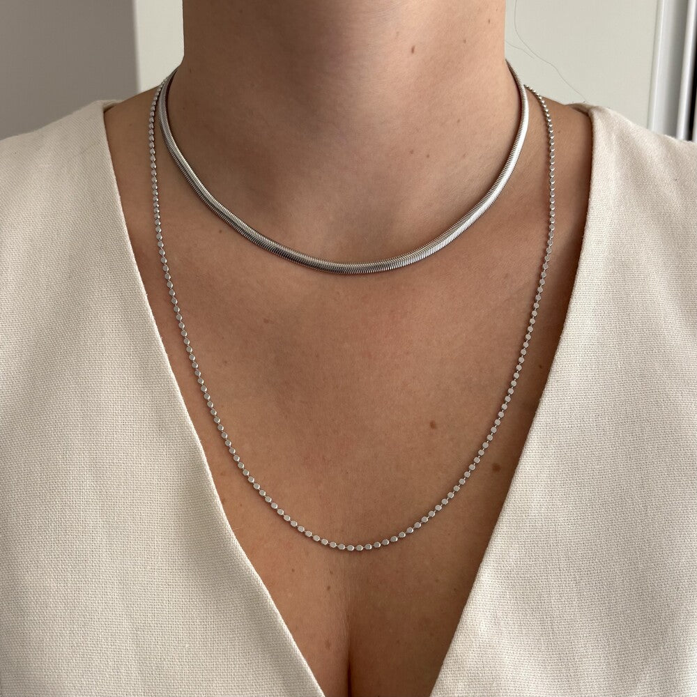 Conjunto Colar Urban + Colar malha ródio branco