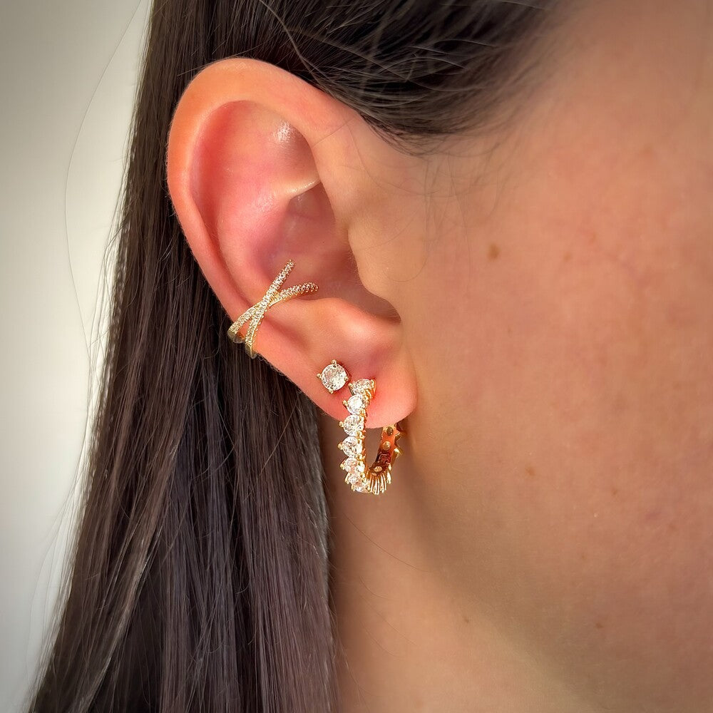Piercing fake formato X cravejado ouro - foto 2