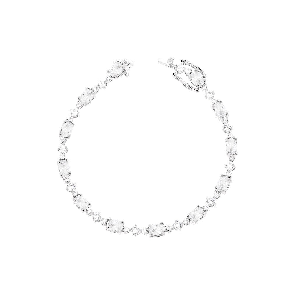Pulseira riviera Karen zircônias brancas ródio branco