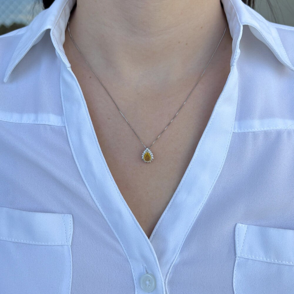 Conjunto Fran gota zircônia fancy yellow ródio branco