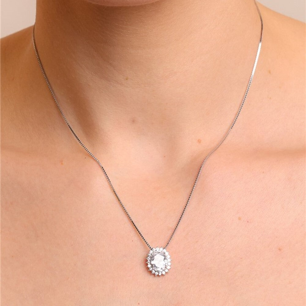 Colar mini Intense oval zircônia branca prata 925 - foto 2