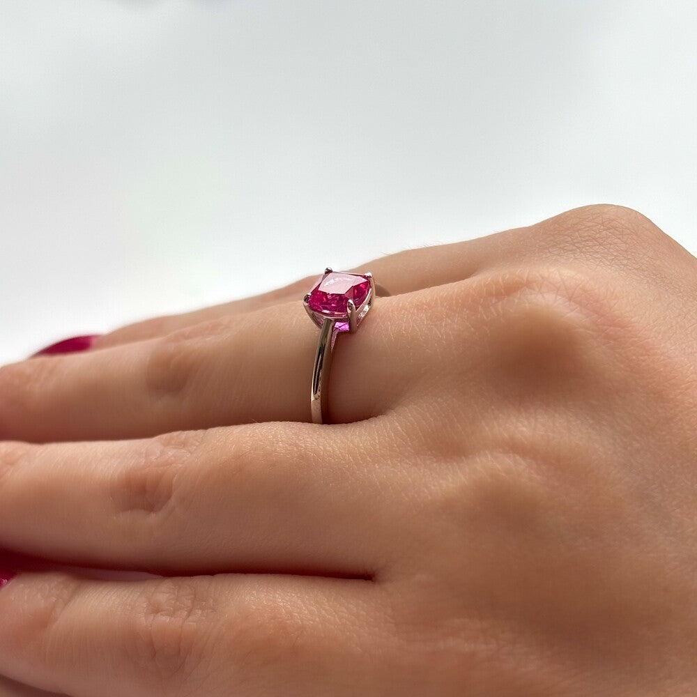 Anel mini Tess zircônia turmalina pink prata 925 - foto 4