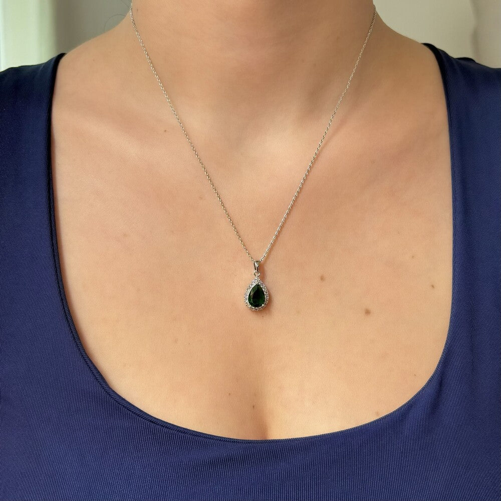 Colar gota Maitê zircônia esmeralda ródio branco - foto 2