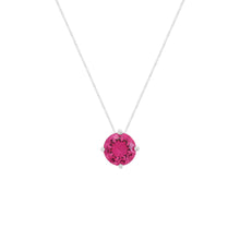Colar ponto de luz zircônia turmalina pink ródio branco (8mm)