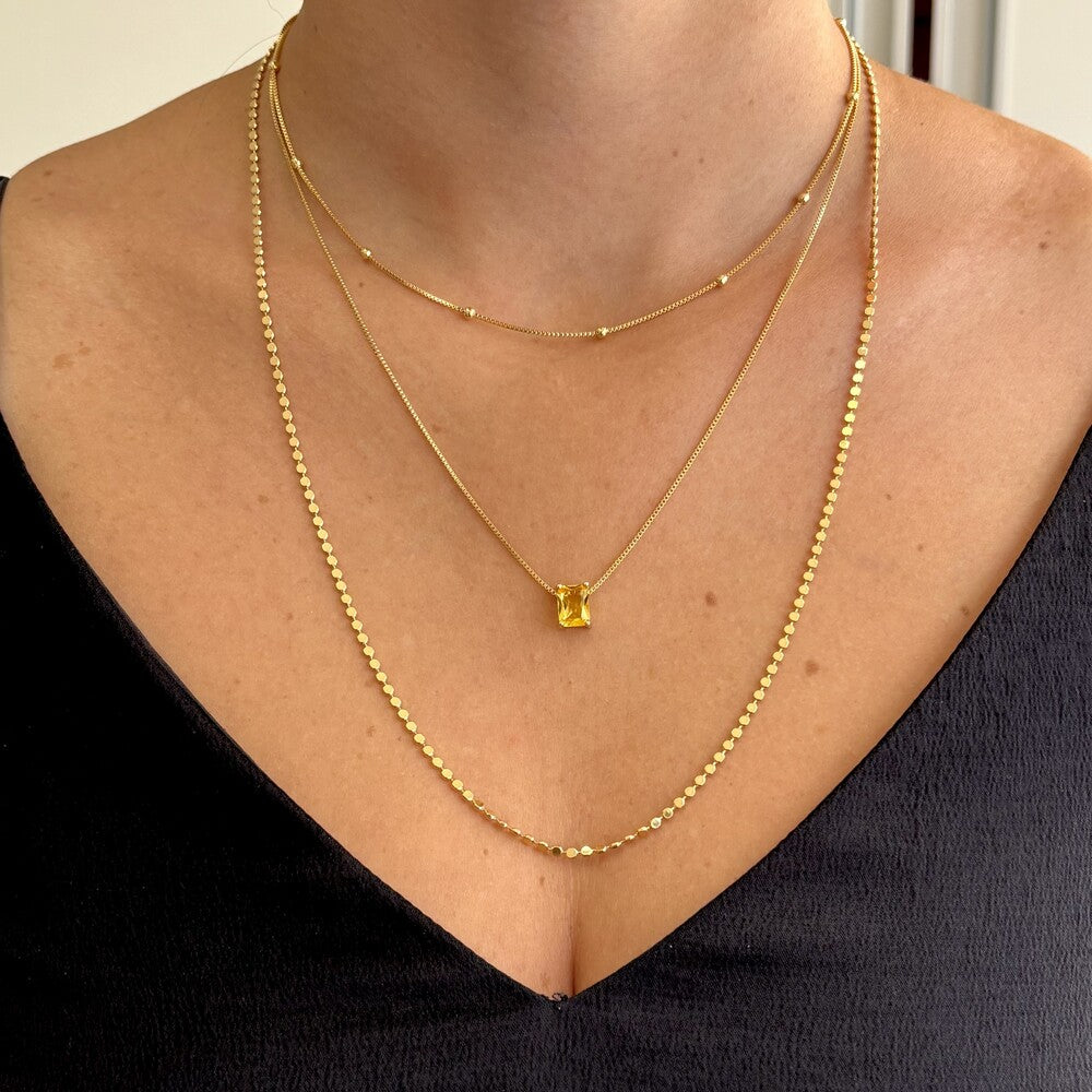 Colar Focus retângulo zircônia fancy yellow ouro