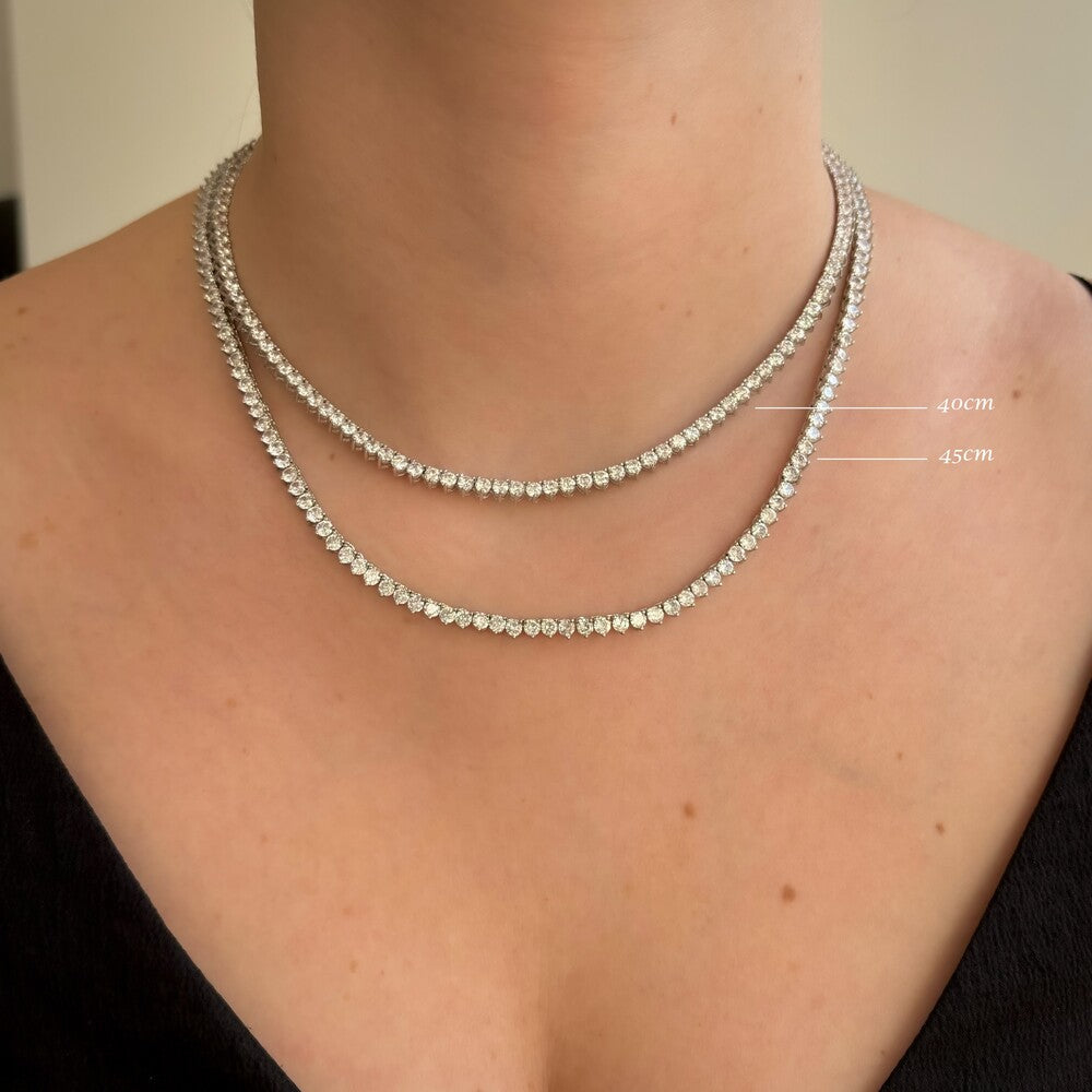Conjunto colar e pulseira riviera zircônias brancas ródio branco