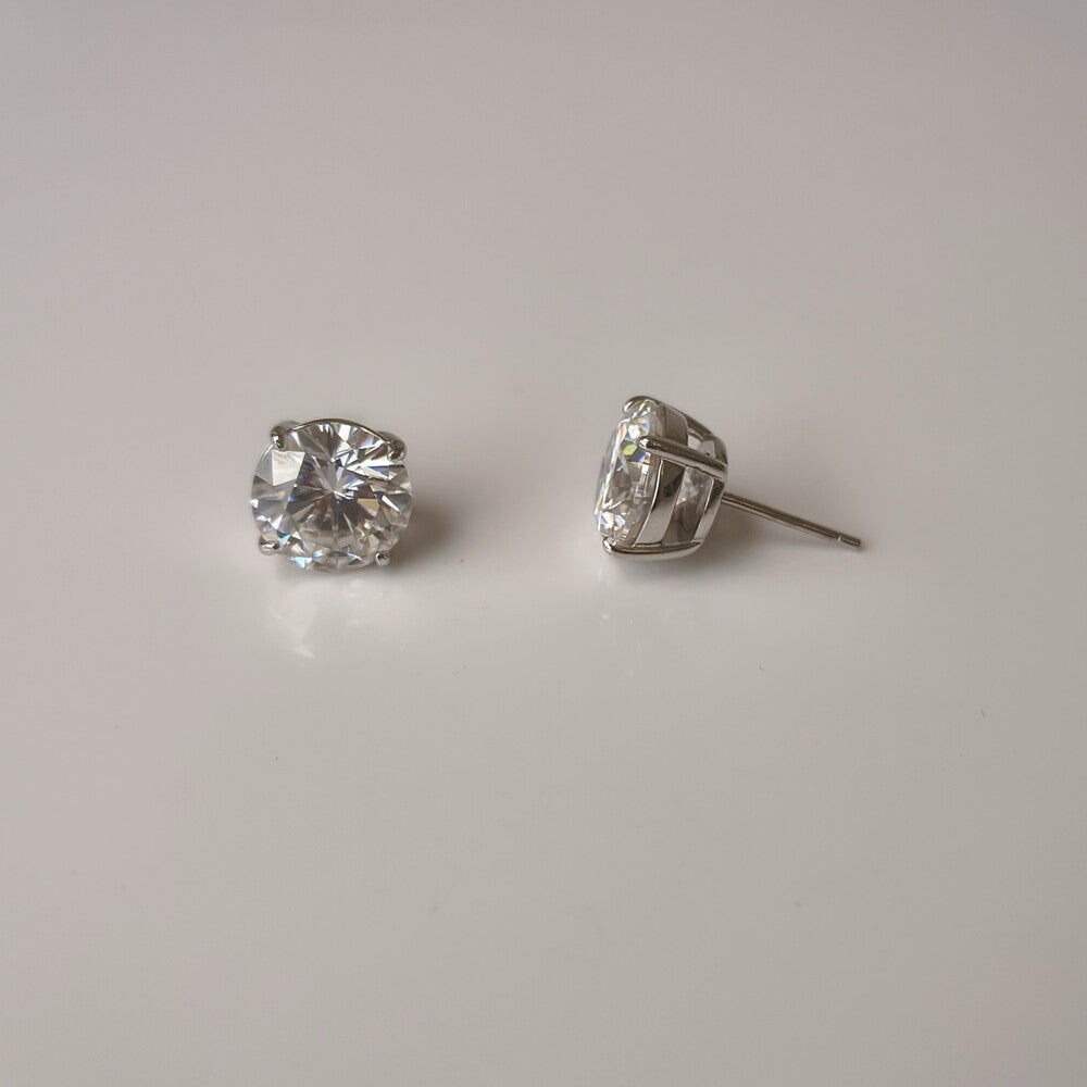 Brinco solitário ponto de luz Moissanite prata 925 (8.0mm) - foto 3