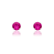 Brinco redondo zircônia turmalina pink prata 925 (6mm)