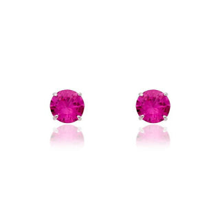 Brinco redondo zircônia turmalina pink prata 925 (6mm)