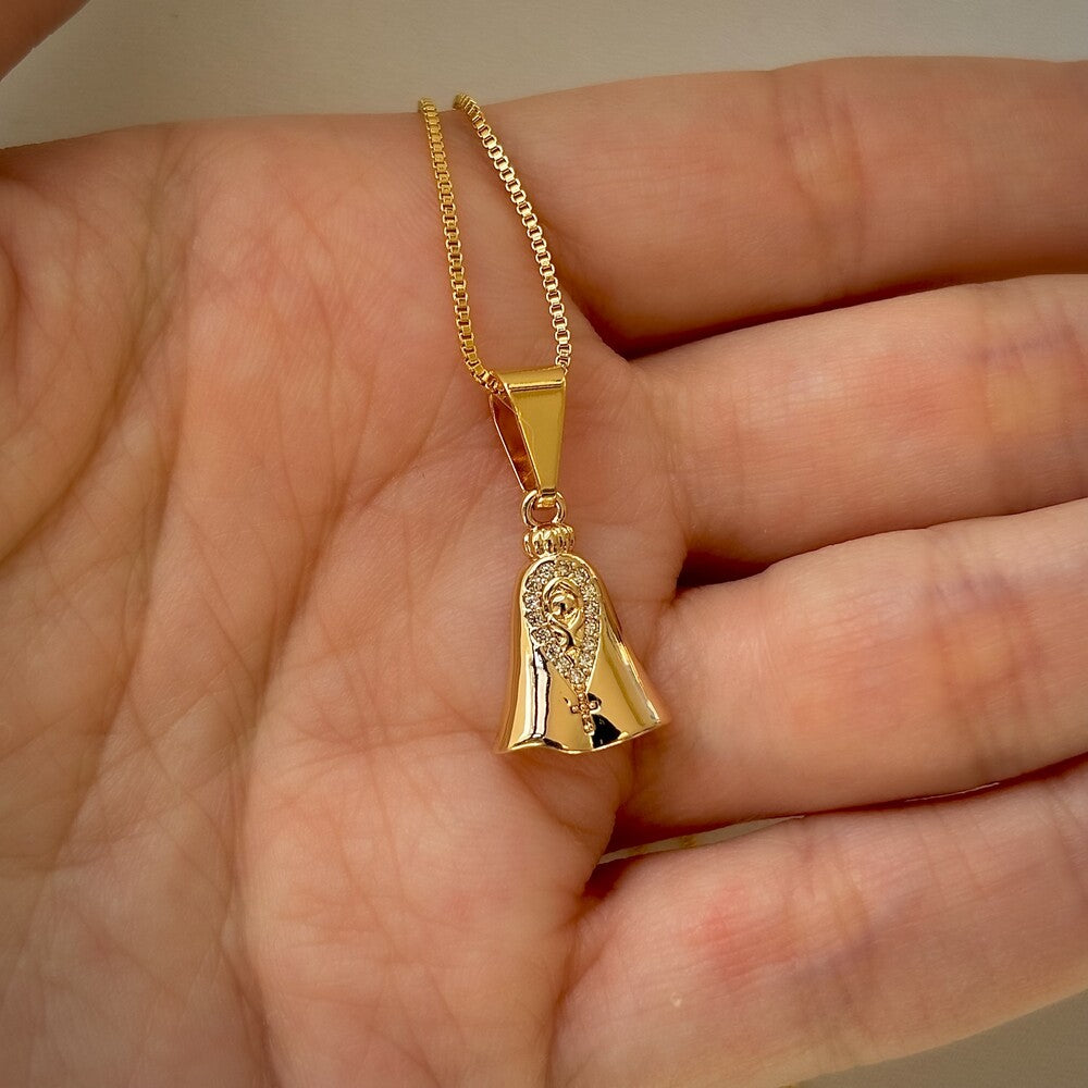Colar Nossa Senhora Aparecida cravejado ouro - foto 3