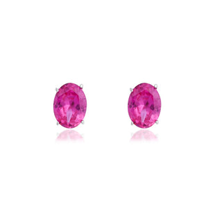 Brinco Margot oval zircônia turmalina pink prata 925