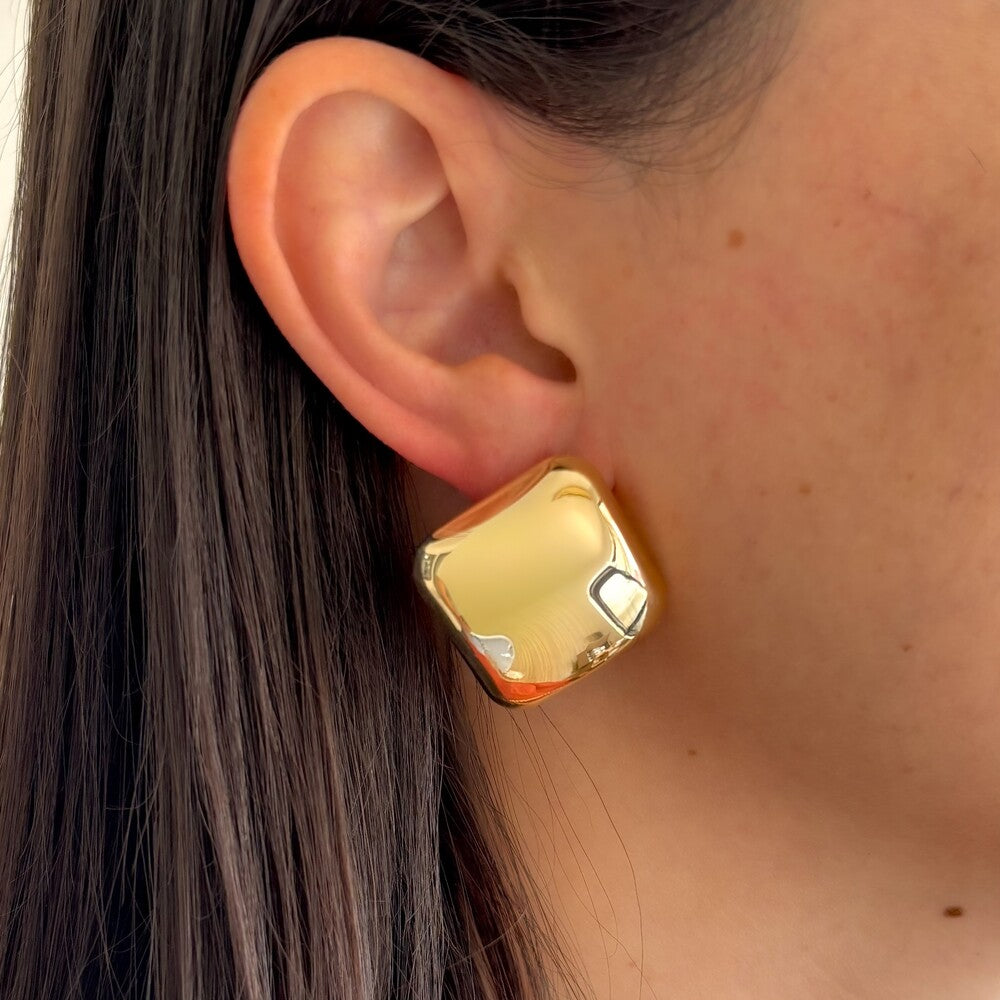 Brinco Katherine quadrado bold liso ouro - foto 2