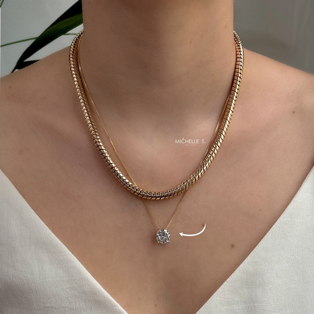 Conjunto redondo zircônia branca ouro (10mm)
