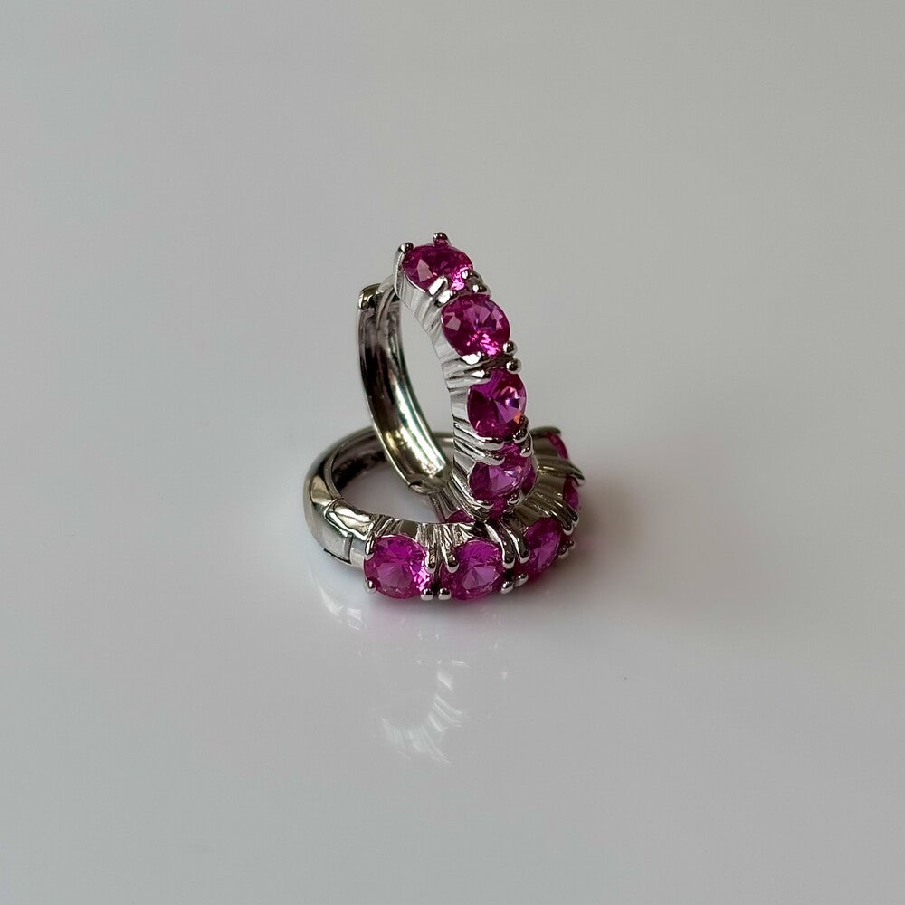 Brinco argola Amélie zircônias turmalina pink prata 925 - foto 4