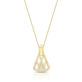 Colar pingente vazado Nossa Senhora Aparecida zircônias ouro