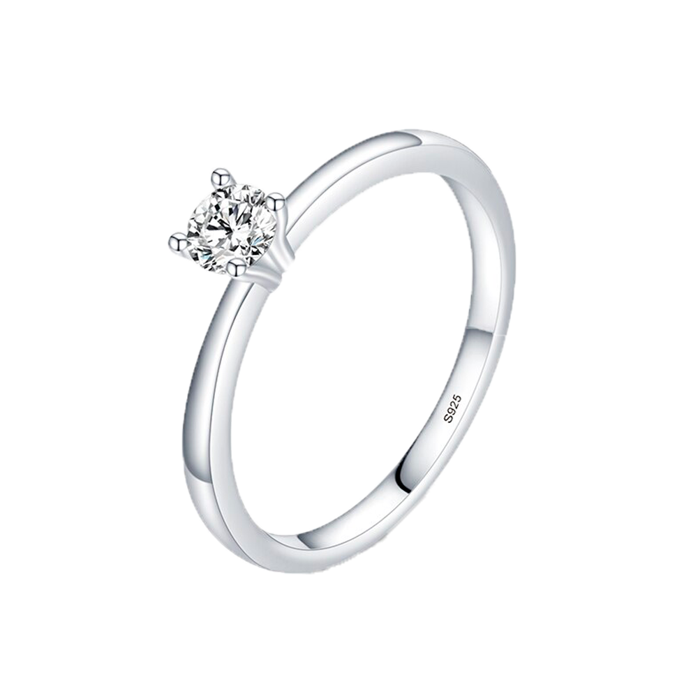 Anel solitário Delicate zircônia branca prata 925
