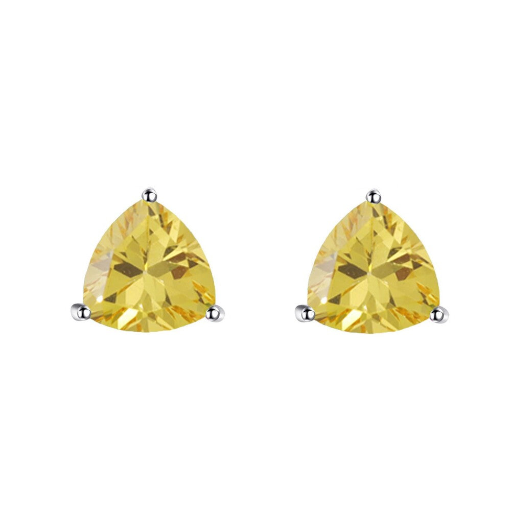 Brinco trillion zircônia fancy yellow prata 925 (8mm)