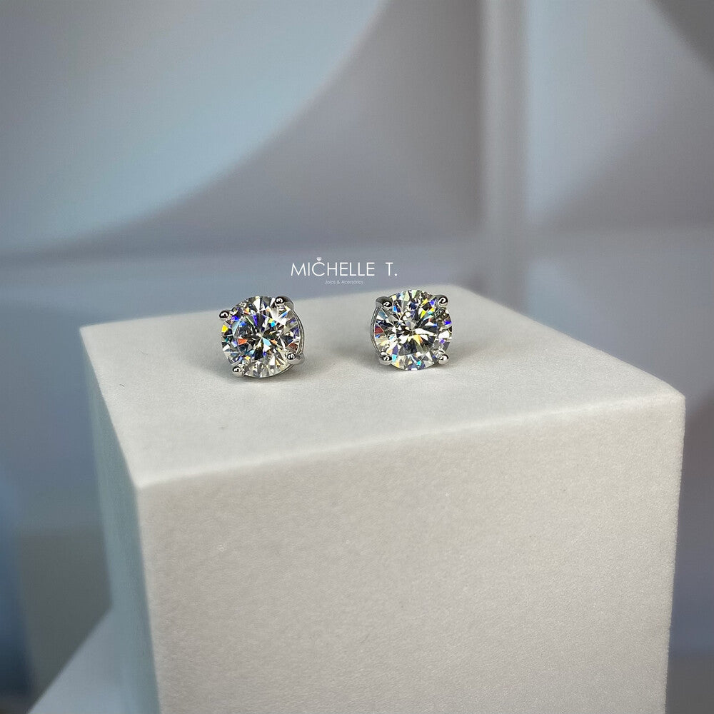 Brinco ponto de luz moissanite 2.0ct prata 925 (8mm) - foto 3