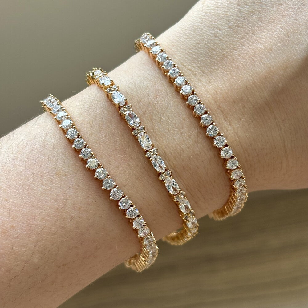 Conjunto colar e pulseira riviera zircônias brancas ouro