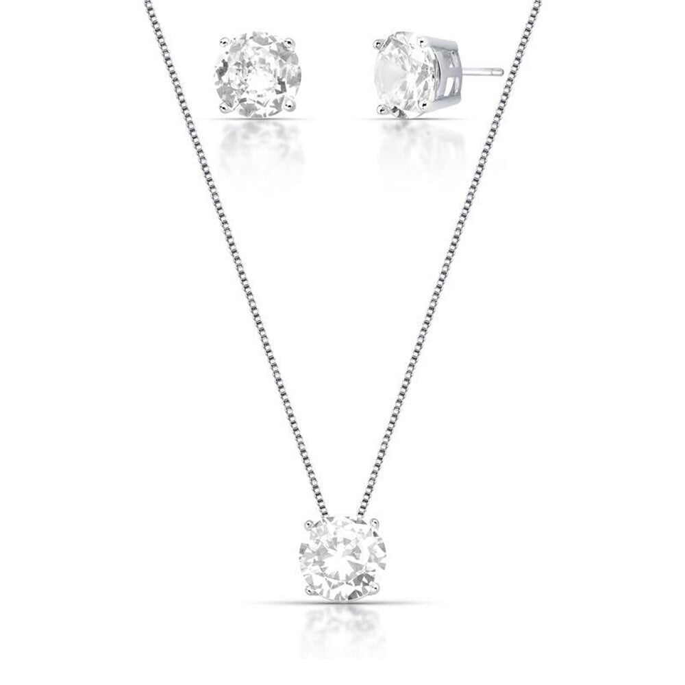 Conjunto ponto luz zircônia branca ródio branco (10mm)