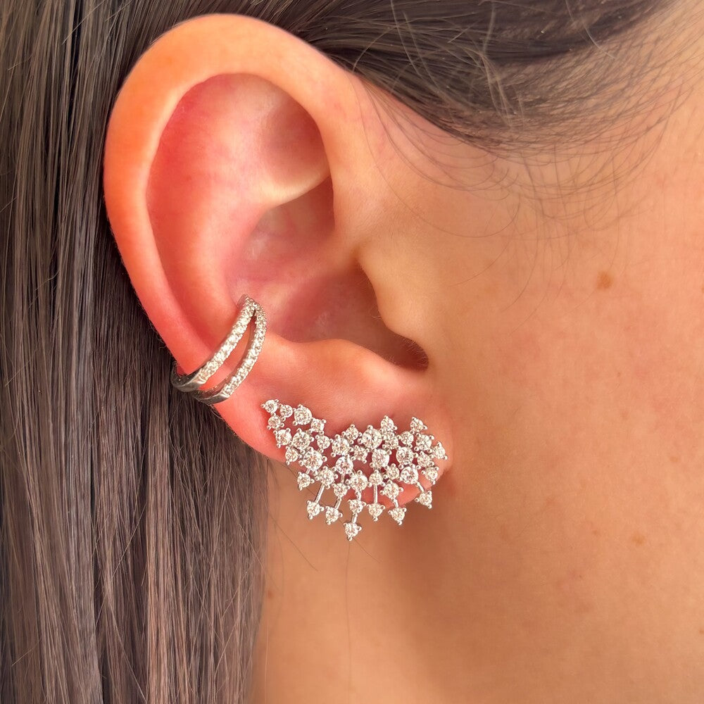 Brinco ear cuff Explosion zircônias brancas ródio branco - foto 2