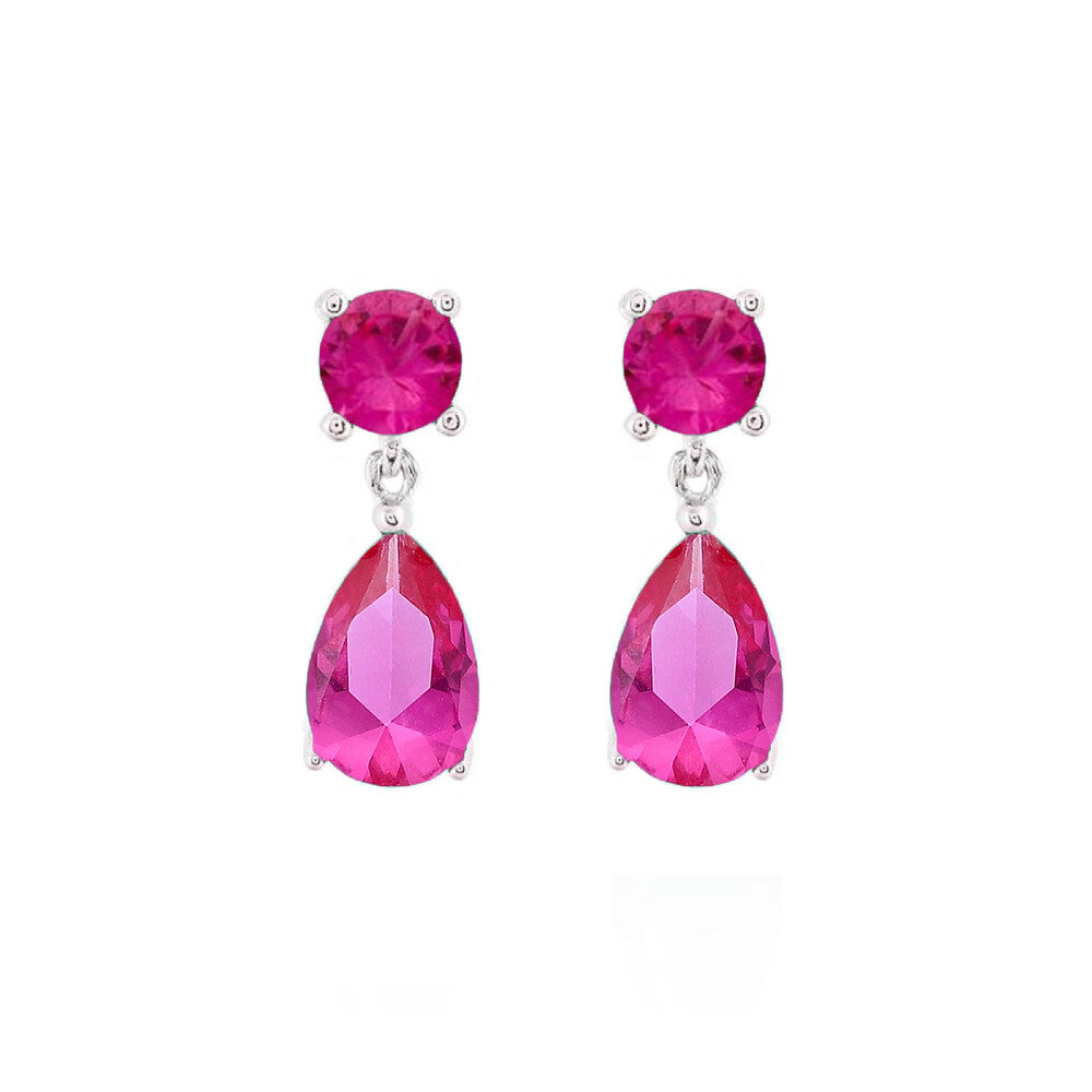 Brinco Ibiza zircônia turmalina pink prata 925