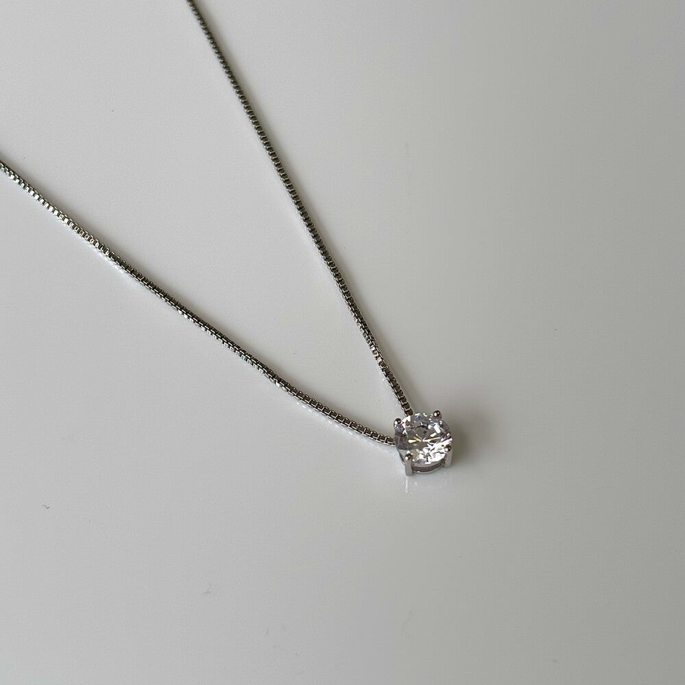 Colar ponto de luz zircônia branca ródio branco (6mm) - foto 3