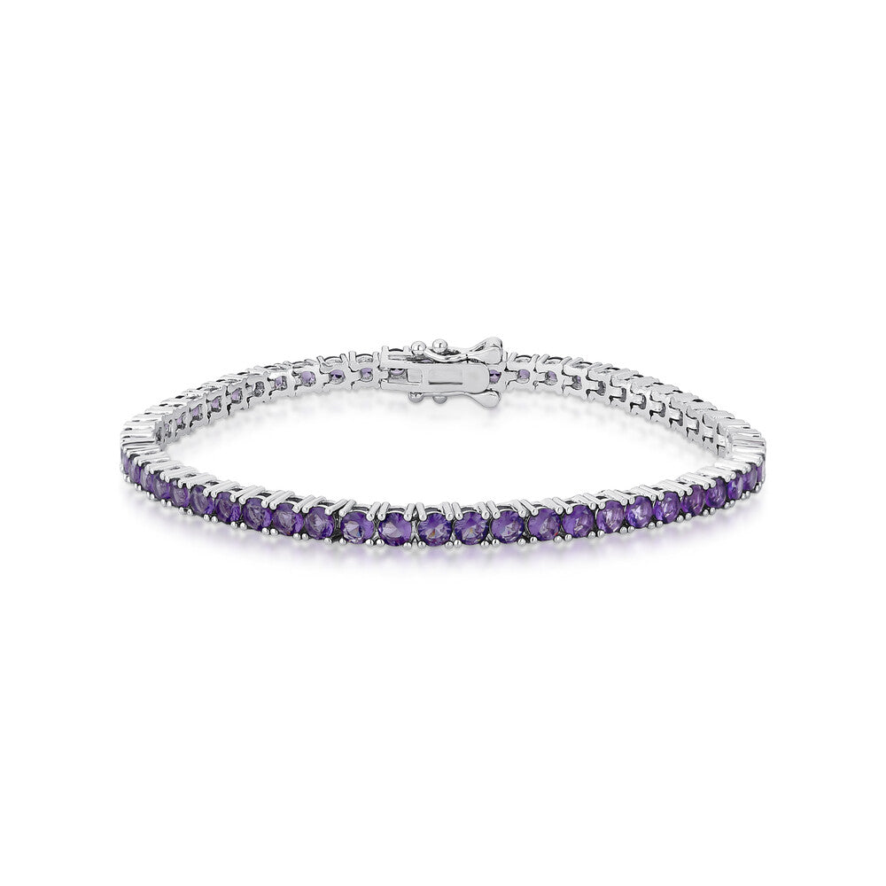Pulseira classic riviera zircônias tanzanita ródio branco