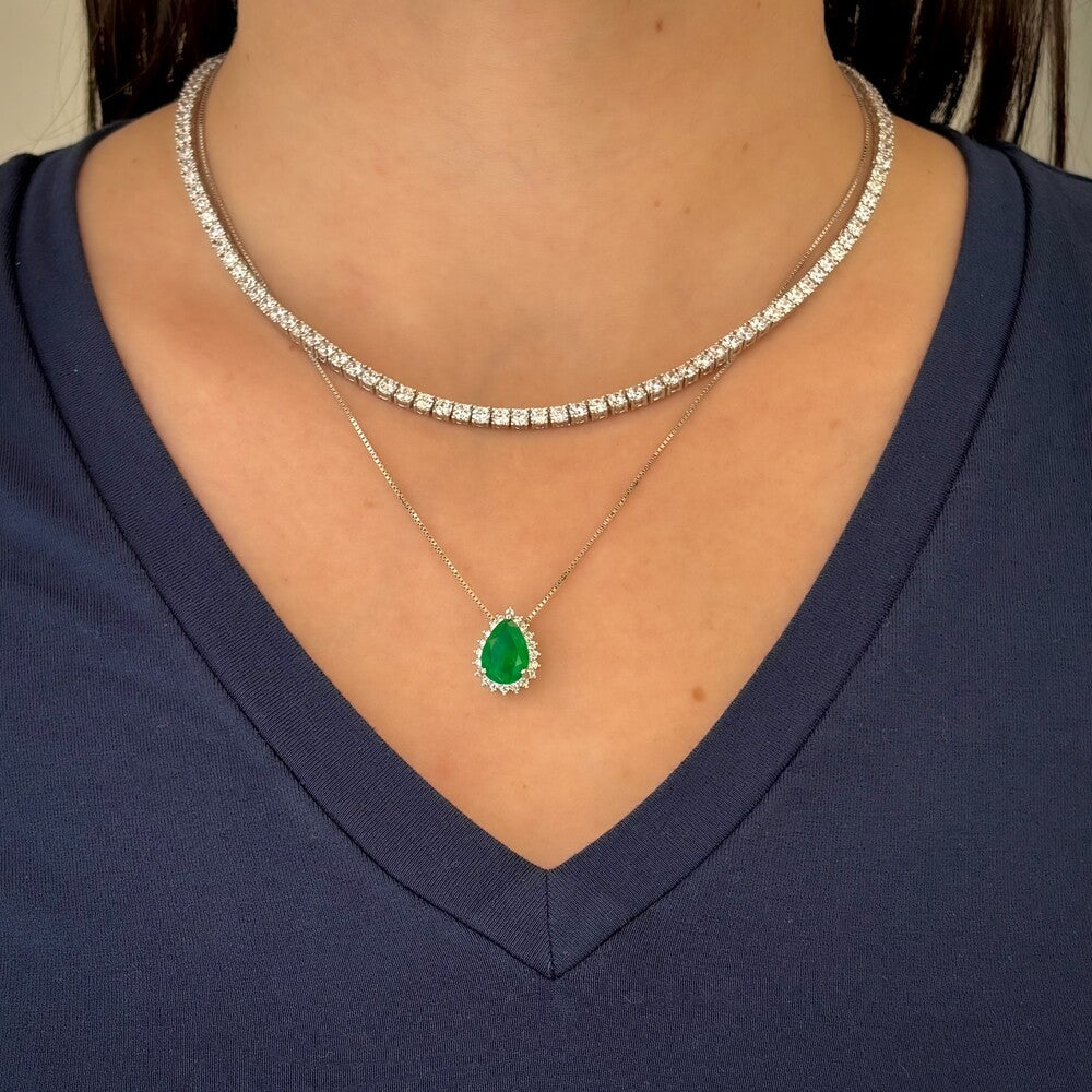 Conjunto Lola gota esmeralda fusion prata 925