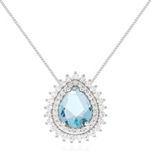 Colar gota Holly zircônia água marinha prata 925