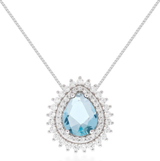 Colar gota Holly zircônia água marinha prata 925