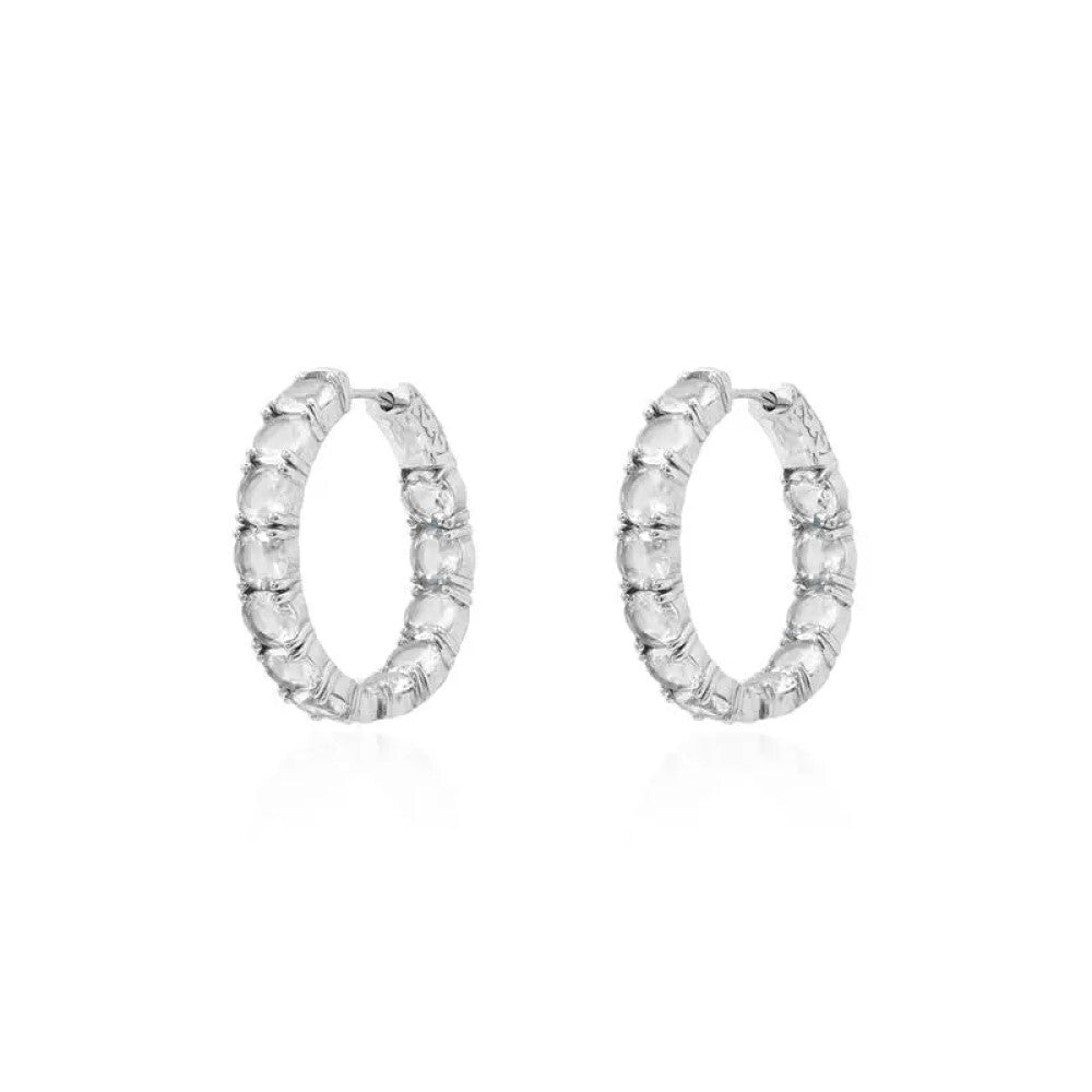 Brinco argola Maeva zircônias brancas ródio branco